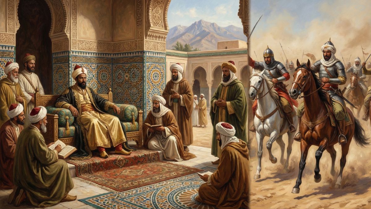 الدولة السعدية في لوحة فنية تجسد السلطان أحمد المنصور الذهبي وقوة الجيش السعدي في المغرب