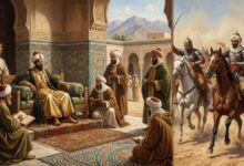 الدولة السعدية في لوحة فنية تجسد السلطان أحمد المنصور الذهبي وقوة الجيش السعدي في المغرب