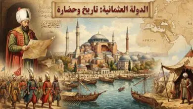 رسم فني بانورامي يجسد تاريخ الدولة العثمانية وحضارتها، يظهر فيه السلطان سليمان القانوني يحمل خريطة، وجنود الجيش الإنكشاري، ومسجد آيا صوفيا، وسفن الأسطول العثماني، مع خيمة ترمز لمرحلة التأسيس.