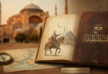 السلطان محمد الفاتح على جواده يقود الجيش العثماني لفتح القسطنطينية عام 1453 وإنهاء الإمبراطورية البيزنطية.